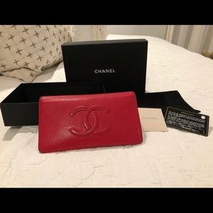 Authentic Chanel Coral Pink Flap Wallet